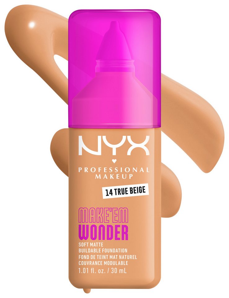 NYX PROFESSIONAL MAKEUP Foundation MAKE 'EM WONDER FOUNDATION, perfekter No-Makeup-Makeup-Look bis zum Full Glam – Bild 2 von 5