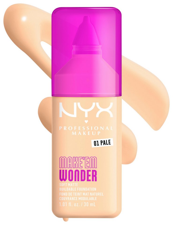 NYX PROFESSIONAL MAKEUP Foundation MAKE 'EM WONDER FOUNDATION, perfekter No-Makeup-Makeup-Look bis zum Full Glam – Bild 2 von 5
