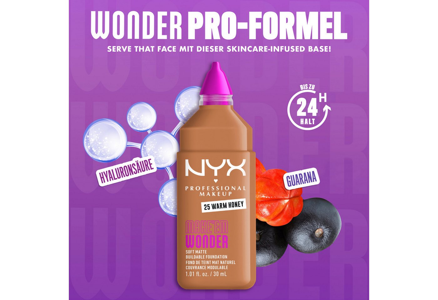 NYX PROFESSIONAL MAKEUP Foundation MAKE 'EM WONDER FOUNDATION, perfekter No-Makeup-Makeup-Look bis zum Full Glam – Bild 4 von 5