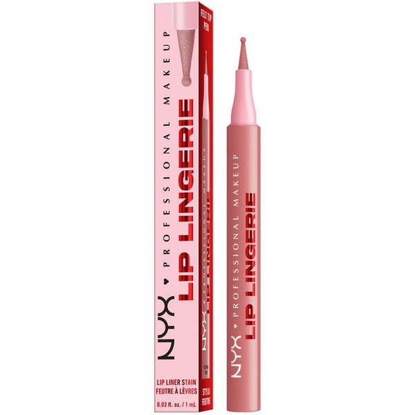 NYX PROFESSIONAL MAKEUP Lippenstift LIP LINGERIE LIP LINER STAIN, wisch- und wasserfesten Halt, mit präziser Filzkugelspitze