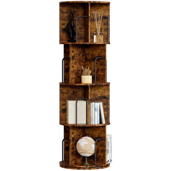 Oak&Tea Bücherregal Bücherregal drehbar mit 4 Ebenen, Standregal für Bücher & Deko, 4 Etagen, Höhe 128cm, drehbar, Durchmesser 40 cm, platzsparend