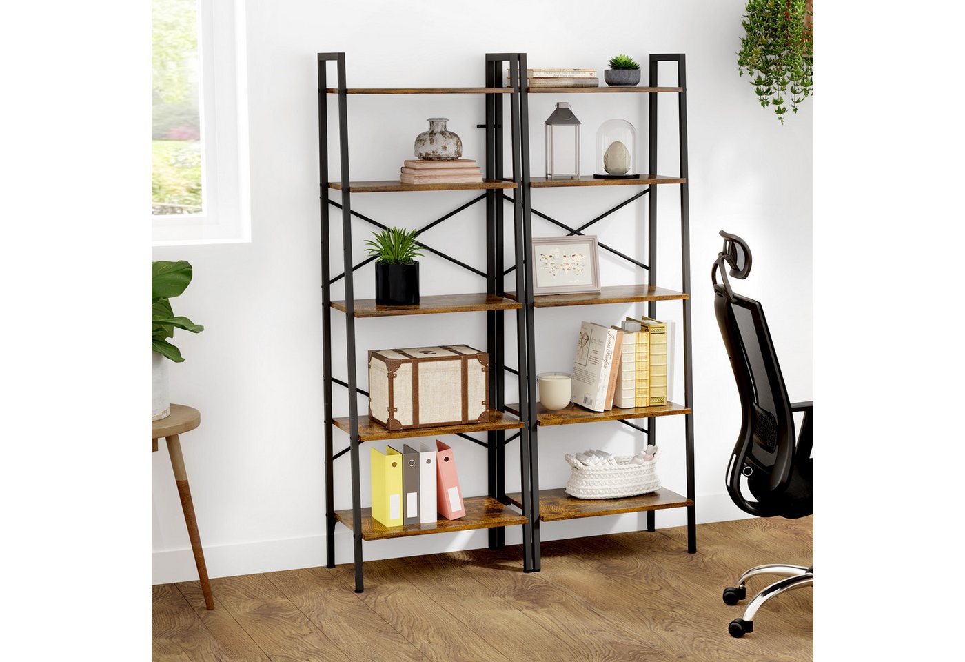 Oak&Tea Bücherregal Regal 5 Ebenen, Leiterregal 172 cm, Offenes Standregal – Bild 3 von 5