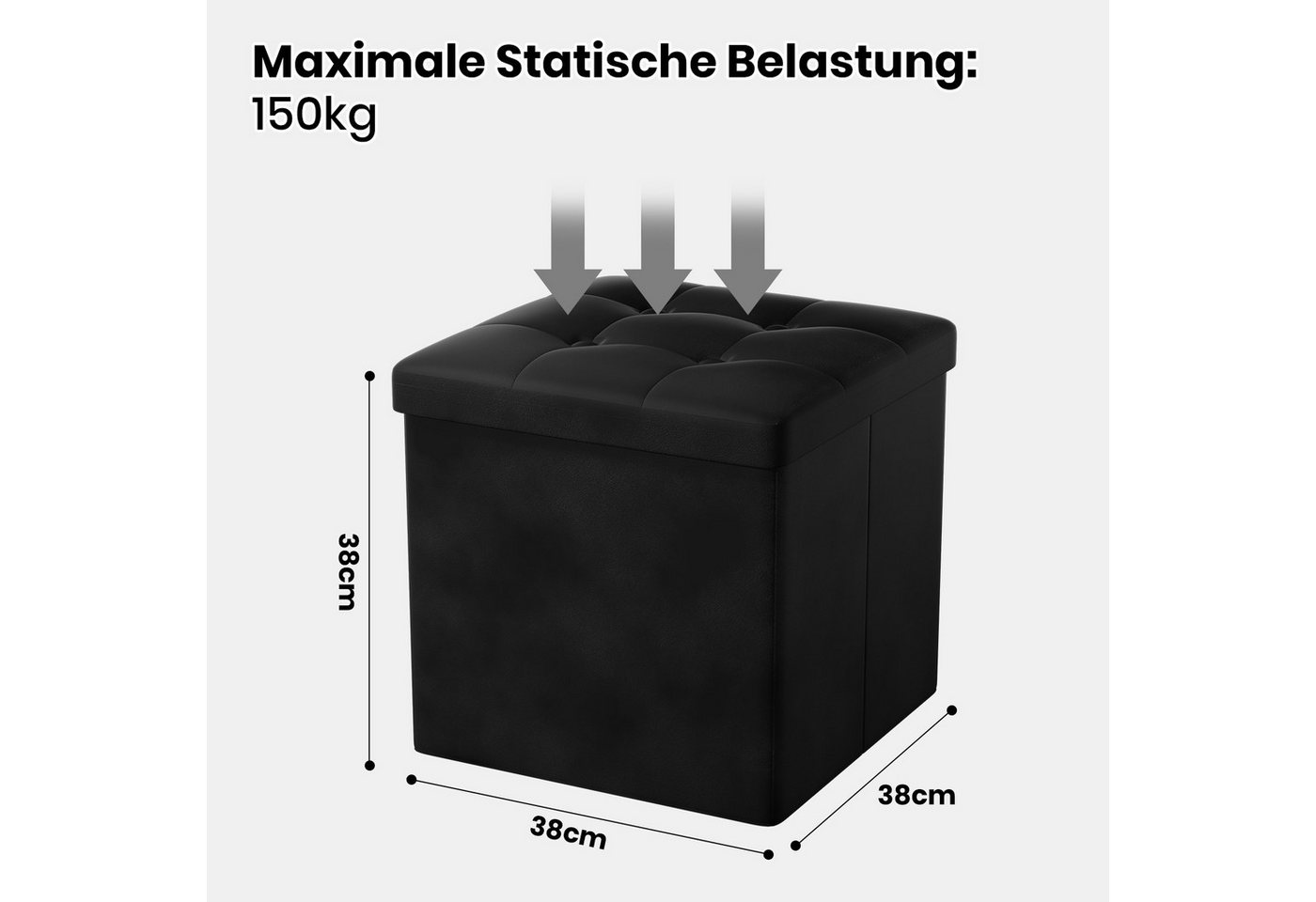 Oak&Tea Stauraumhocker Sitzhocker mit Stauraum – Klappbare Aufbewahrungsbox & Sitzwürfel – Bild 2 von 5