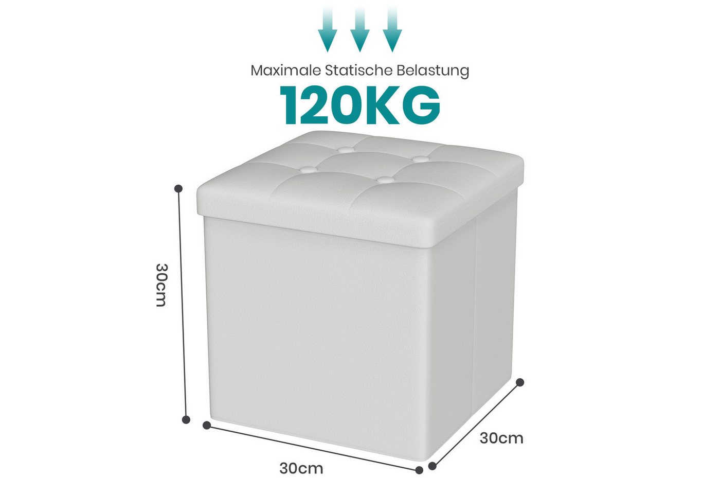 Oak&Tea Stauraumhocker Sitzhocker mit Stauraum – Klappbare Aufbewahrungsbox & Sitzwürfel – Bild 2 von 5