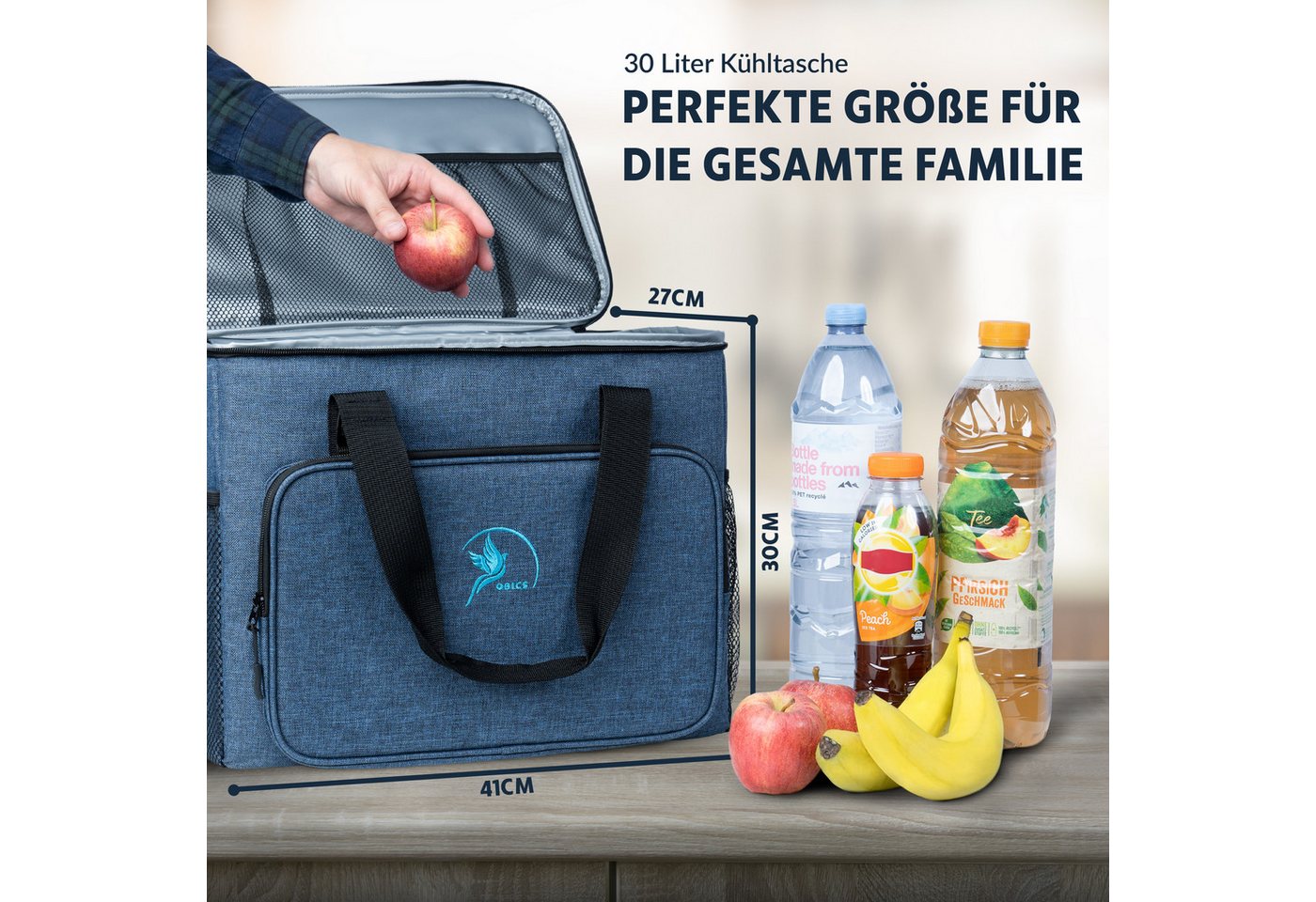 Obics Thermobehälter 30 Liter, Gross faltbar Kühltasche Isoliertasche für Essen in Tupperware – Bild 3 von 5