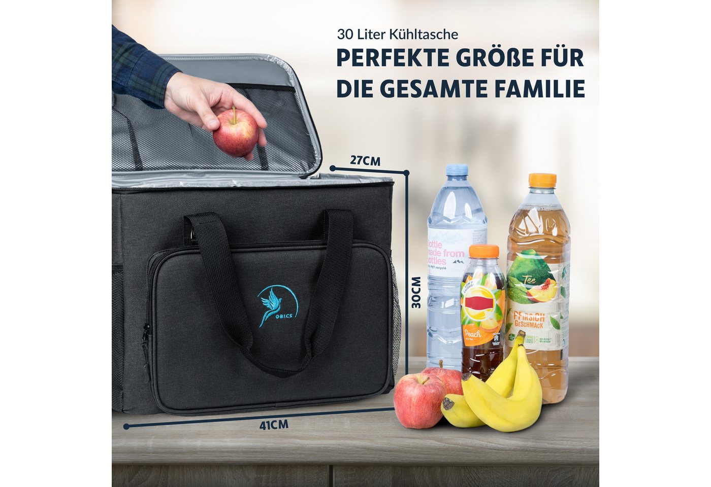 Obics Thermobehälter 30 Liter, Gross faltbar Kühltasche Isoliertasche für Essen in Tupperware – Bild 3 von 5