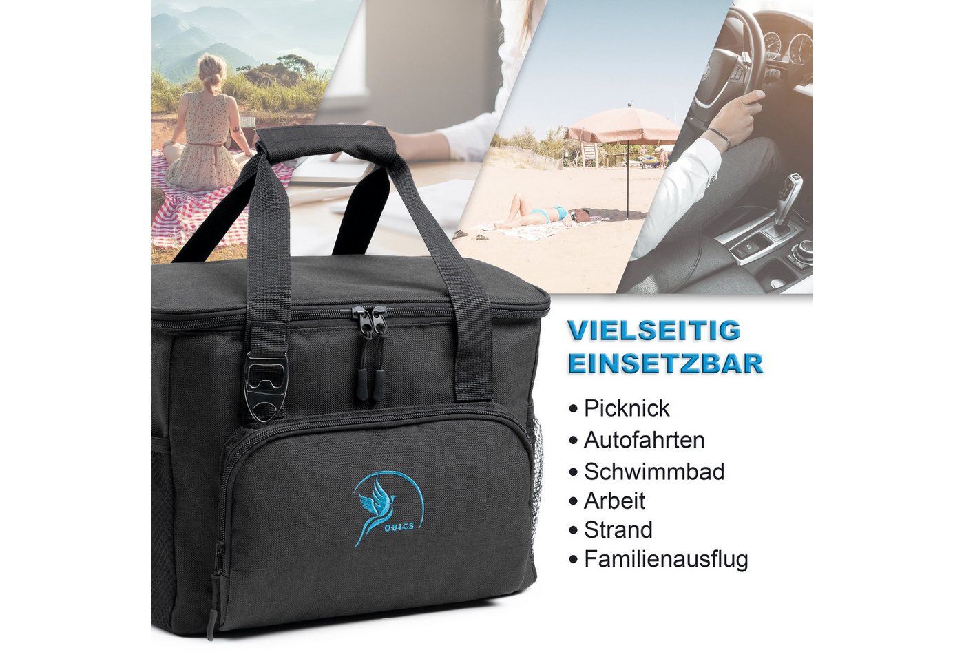 Obics Thermobehälter, (2-teilig), 20 Liter Kühltasche mit Kühlakku und integriertem Flaschenöffner – Bild 5 von 5