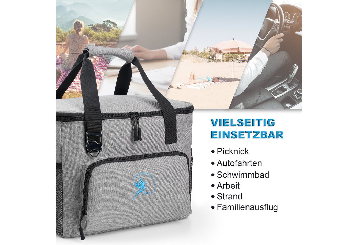 Obics Thermobehälter, (2-teilig), 20 Liter Kühltasche mit Kühlakku und integriertem Flaschenöffner – Bild 5 von 5