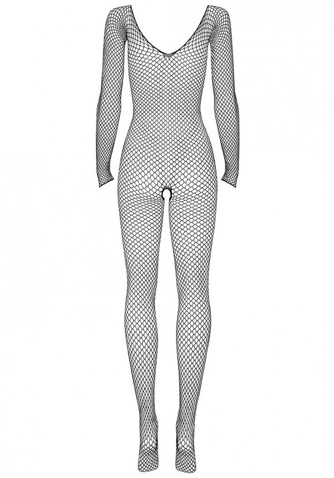 Obsessive Bodystocking Netz-Bodystocking mit langen Armen - schwarz 20 DEN (1 St) offener Schritt – Bild 2 von 2