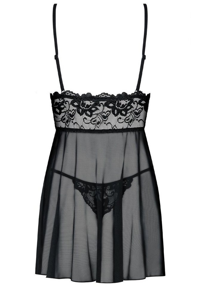 Obsessive Negligé Idillia Babydoll und String Spitze - schwarz (2-tlg) transparent – Bild 4 von 4