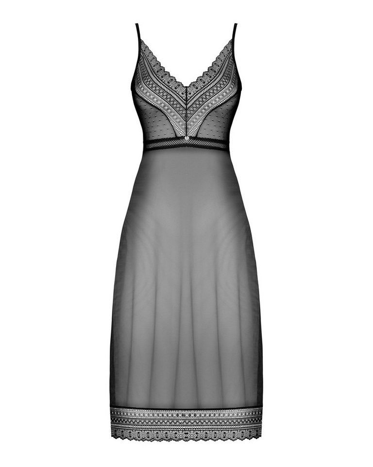 Obsessive Netzkleid Negligee in schwarz transparent mit Spitze – Bild 2 von 5