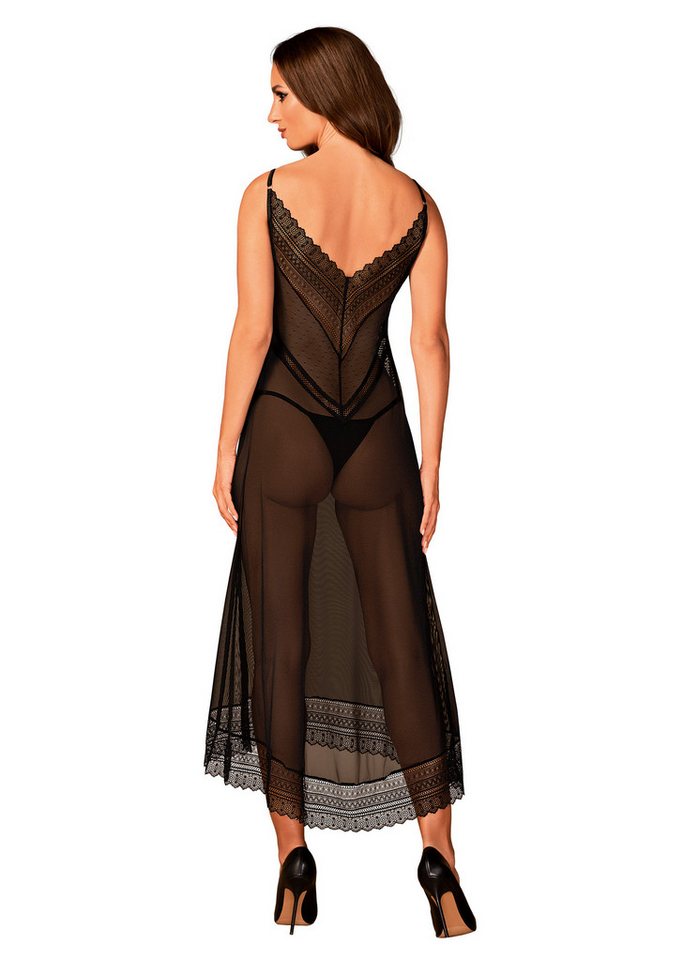 Obsessive Netzkleid Negligee in schwarz transparent mit Spitze – Bild 4 von 5