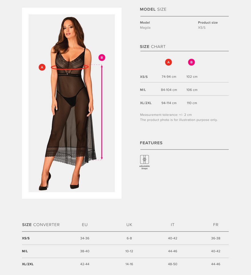 Obsessive Netzkleid Negligee in schwarz transparent mit Spitze – Bild 5 von 5