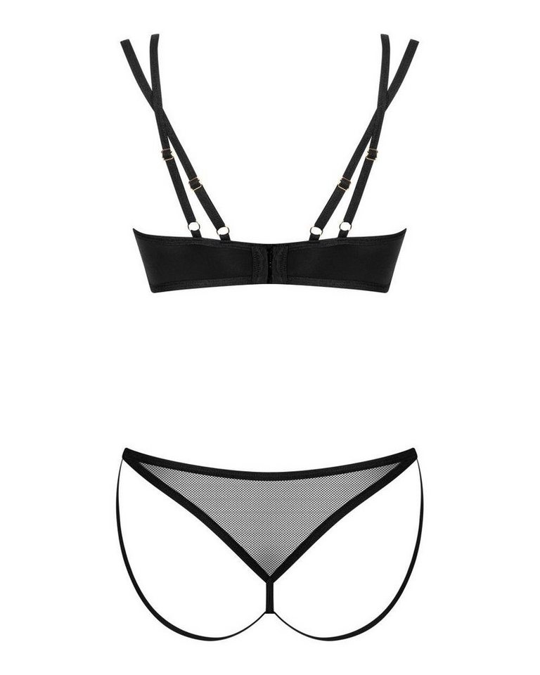 Obsessive Set: Bügel-BH Dessous-Set: BH und String transparent - schwarz (2-tlg) Mesh und gleichmäßiger glatter Stoff – eine verlockende Kombination – Bild 4 von 4