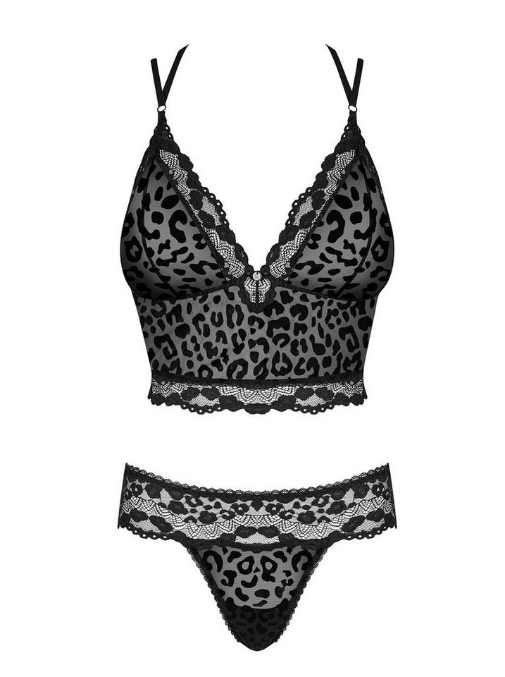 Obsessive Set: Bügel-BH Dessous-Set Giully schwarz Bustier-BH + String Leo-Muster (Set) – Bild 3 von 5
