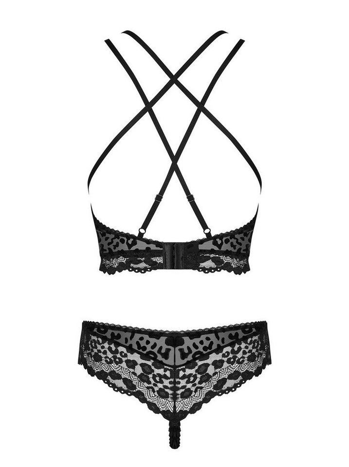 Obsessive Set: Bügel-BH Dessous-Set Giully schwarz Bustier-BH + String Leo-Muster (Set) – Bild 4 von 5