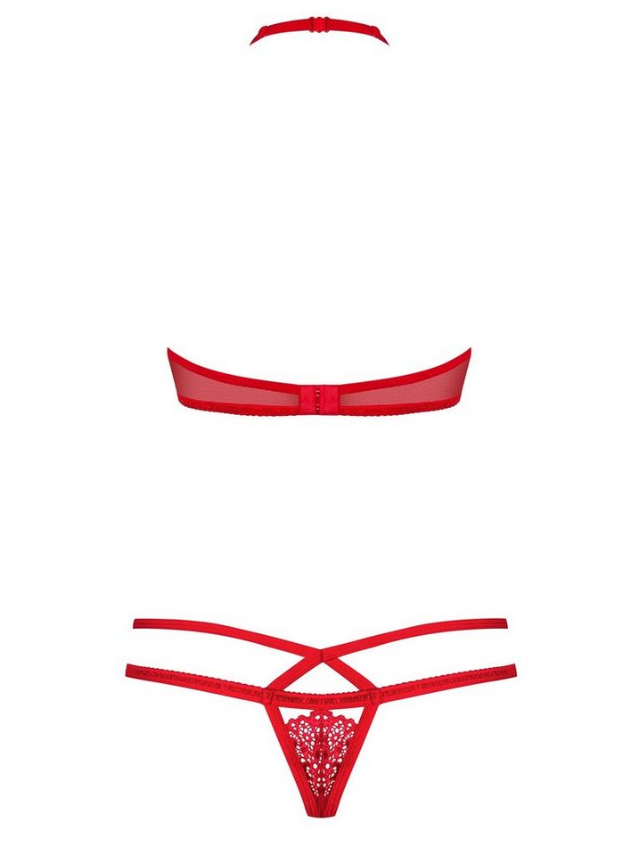 Obsessive Set: Bügel-BH BH Set rot mit String Dessous mit Spitze (Set) – Bild 4 von 5