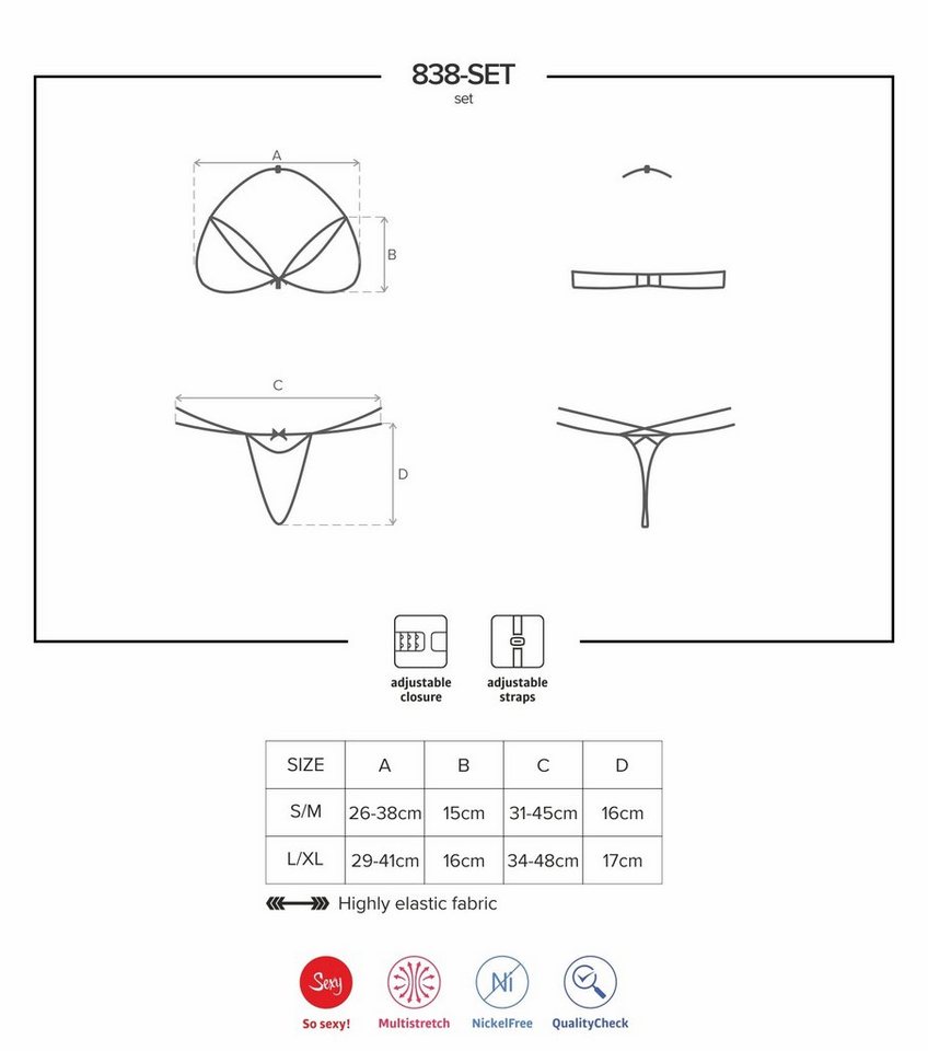Obsessive Set: Bügel-BH BH Set rot mit String Dessous mit Spitze (Set) – Bild 5 von 5
