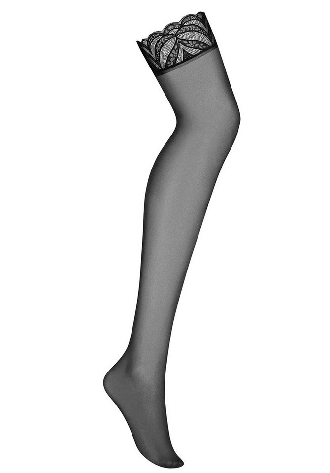 Obsessive Strapsstrümpfe Lecille Straps-Strümpfe mit Spitzen-Bund - schwarz (1-Paar) Klassisches Design mit Spitze an den Oberschenkeln – Bild 2 von 2