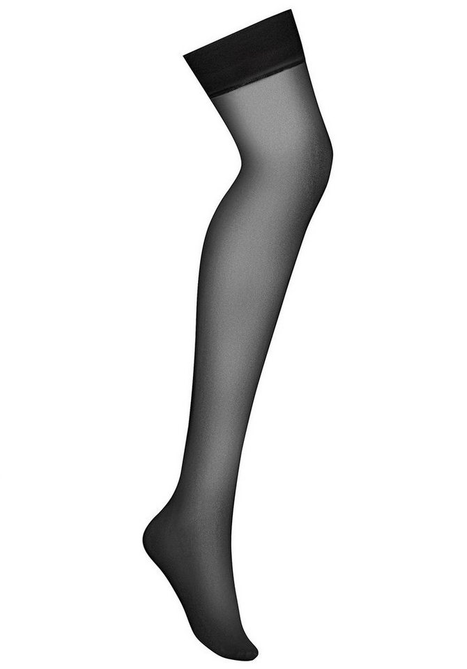 Obsessive Strapsstrümpfe Nylon Straps-Strümpfe mit elastischem Bund - schwarz (1-Paar) – Bild 2 von 3