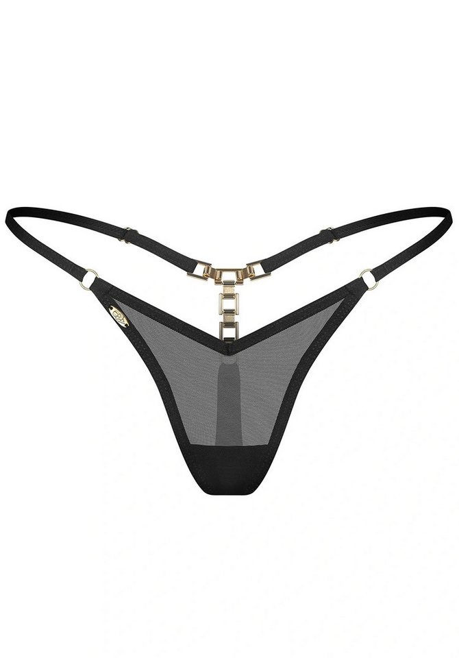 Obsessive String Lopelly transparenter String mit goldenem Element auf der Rückseite - (1-St) glatte Vorderseite aus halbtransparentem Stoff – Bild 3 von 4
