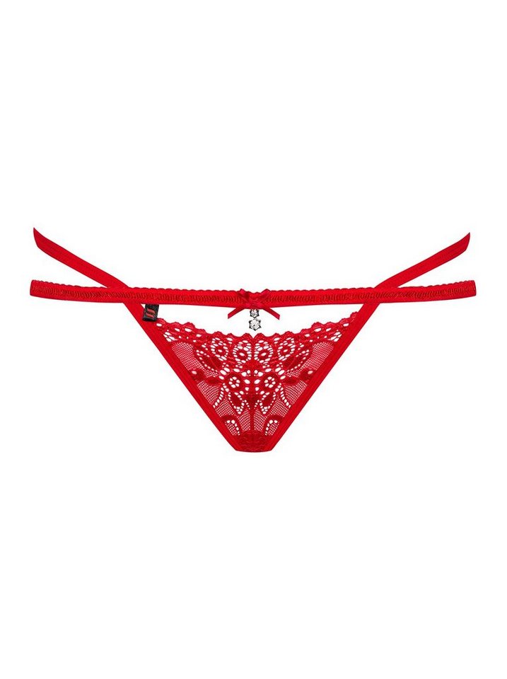 Obsessive String String rot mit Schmuck Thong Slip Dessous Spitze (einzel, 1-St) – Bild 3 von 5