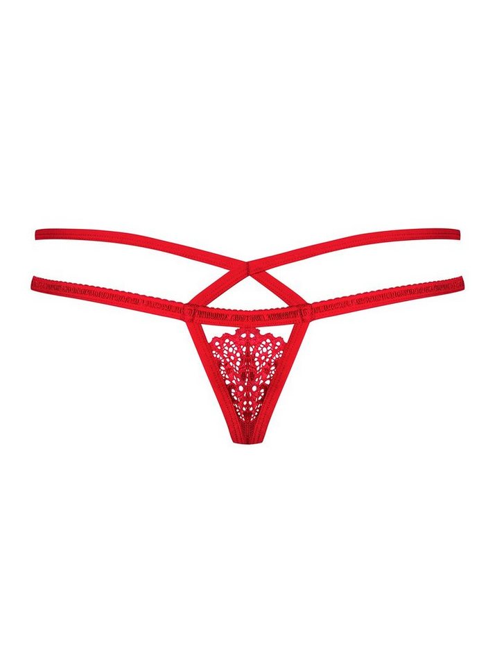 Obsessive String String rot mit Schmuck Thong Slip Dessous Spitze (einzel, 1-St) – Bild 4 von 5