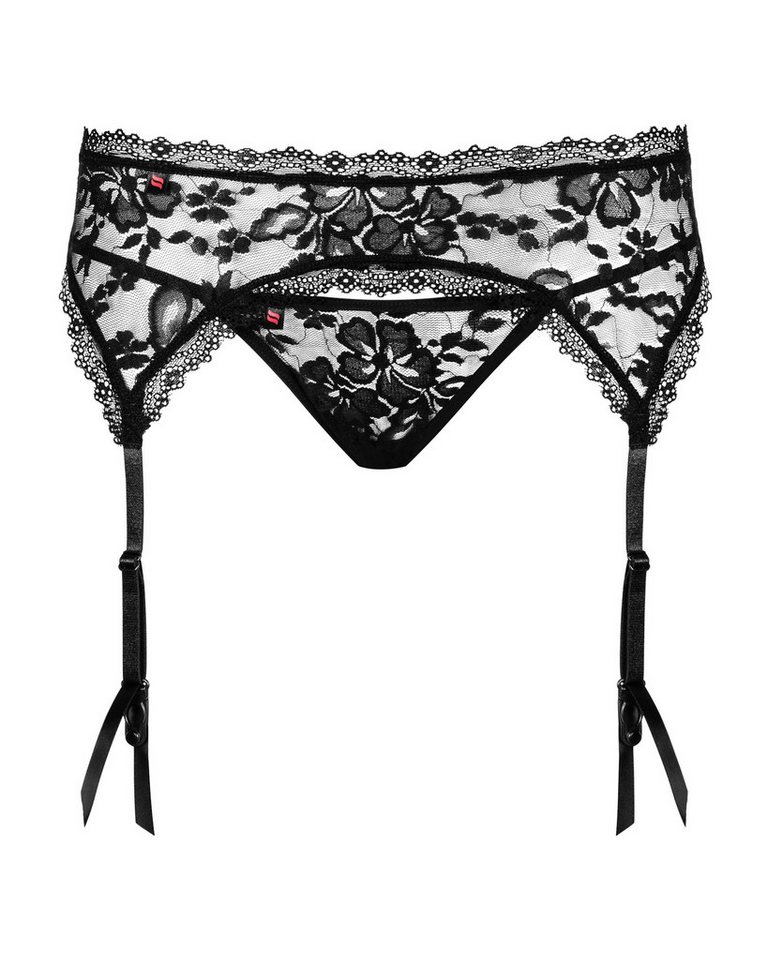 Obsessive String String und Strumpfgürtel aus Spitze - schwarz (2-St) transparente Spitze – Bild 3 von 4