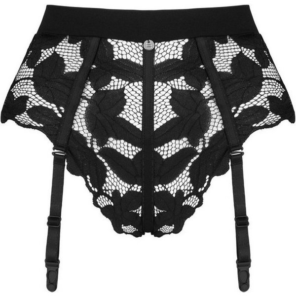 Obsessive Strumpfhalter Editya Spitzen-Slip mit Strumpfhalter - schwarz, aus transparenter Spitze