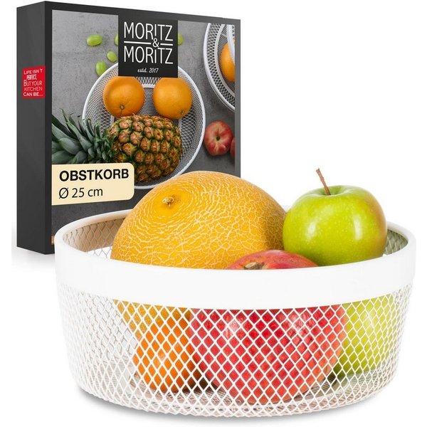 Moritz & Moritz Obstschale Moritz & Moritz Obstkorb rund Netz weiß