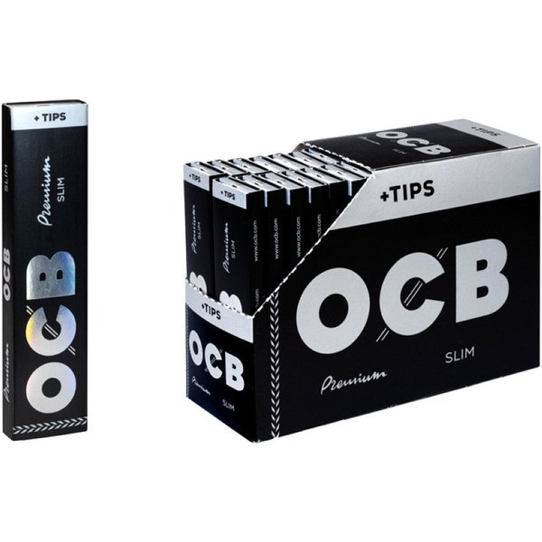 OCB Feinpapier Premium Long slim Papers Blättchen + Tips 32 x 32 Blatt + Jointhülle, das Original - made in France -
