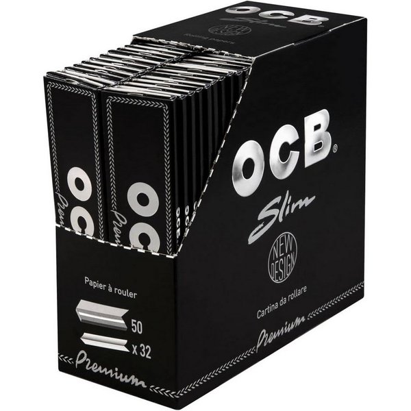 OCB Feinpapier Premium Slim 50 Heftchen Blättchen a 32 Blatt Drehpapier, inkl. 1x Transporthülle gratis dazu