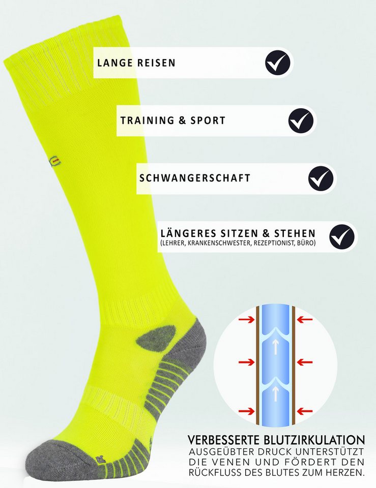 OCERA Freizeitsocken 3 Paar Kniestrümpfe mit Baumwoll-Frottee-Sohle für Kids und Erwachsene – Bild 2 von 5