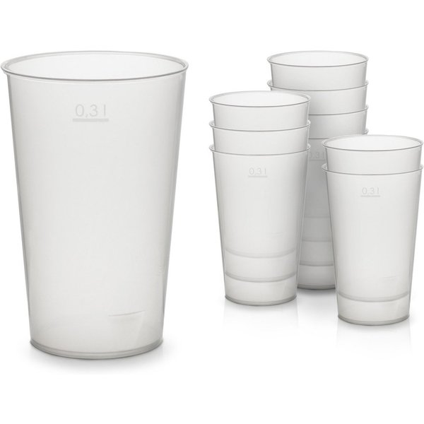 OCTOPUS Becher 100x Mehrwegbecher 300ml, Plastikbecher aus bruchsicherem Kunststoff, 100-tlg., PP
