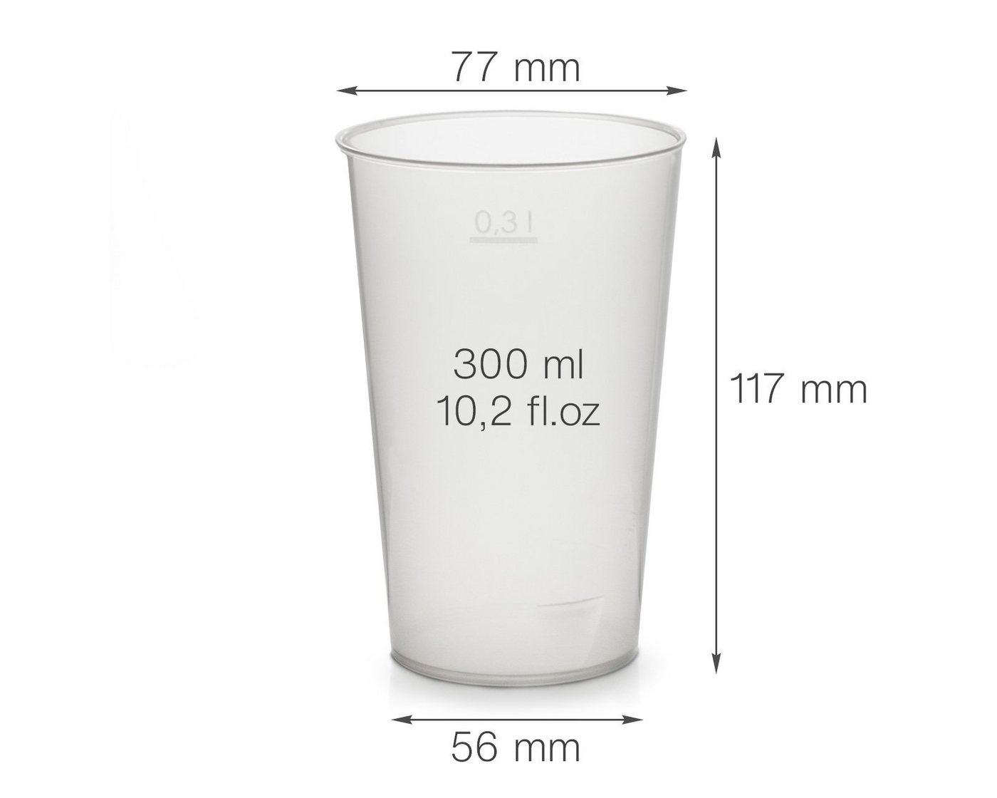 OCTOPUS Becher 100x Mehrwegbecher 300ml, Plastikbecher aus bruchsicherem Kunststoff, 100-tlg., PP – Bild 2 von 5