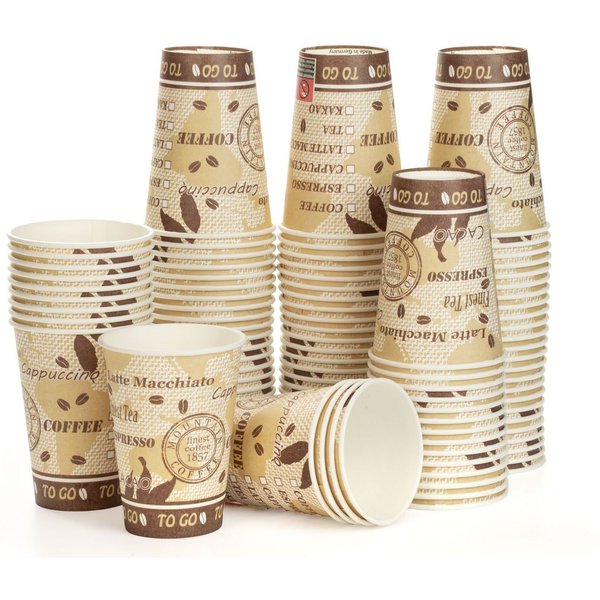 OCTOPUS Einwegbecher 100x Trinkbecher, Coffee to go, Kaffeebecher mit 180ml Füllvolumen, 100-tlg., Pappe