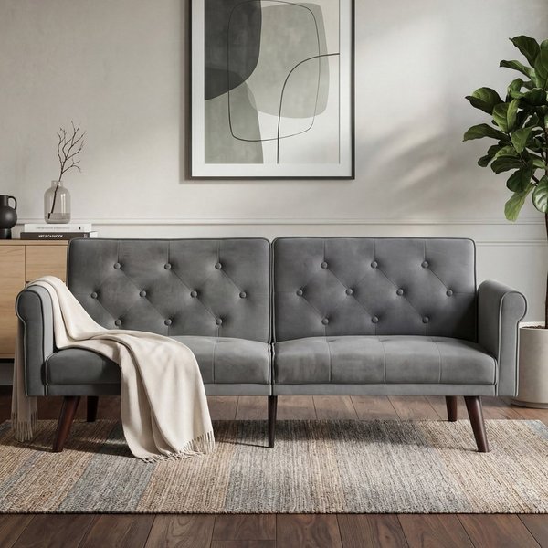 Odikalo 2-Sitzer Schlafsofa Sofas wohnzimmer mit Schlaffunktion & Faltfunktion, 2-in-1 Schlafsofa Multifunktionales Klappsofa mit Verstellbarer Lehne Umbaubares