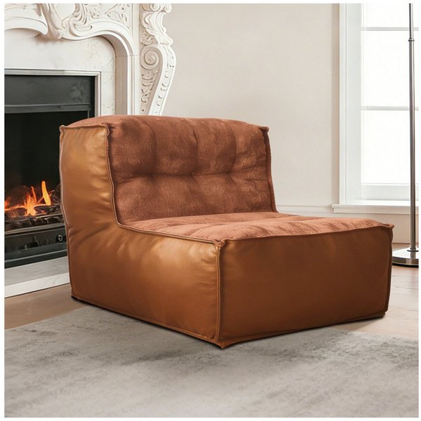 Odikalo 2-Sitzer Sofas wohnzimmer Loungesofa mit Schlaffunktion, Eleganter Einzelsessel mit skulpturaler Rückenlehne und integriertem Beistelltisch für gesteige