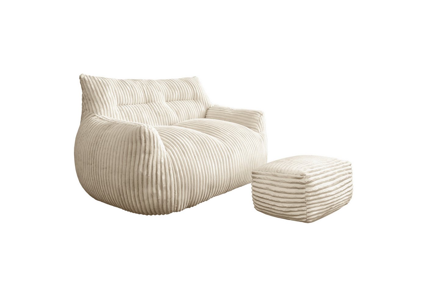 Odikalo 2-Sitzer Sofas wohnzimmer Loungesofa Relaxsessel Sitzsack mit Schlaffunktion, Doppel-Sitzsack mit Hocker–Große Sitzsack-Lounger für Erwachsene Jugendlic – Bild 4 von 4