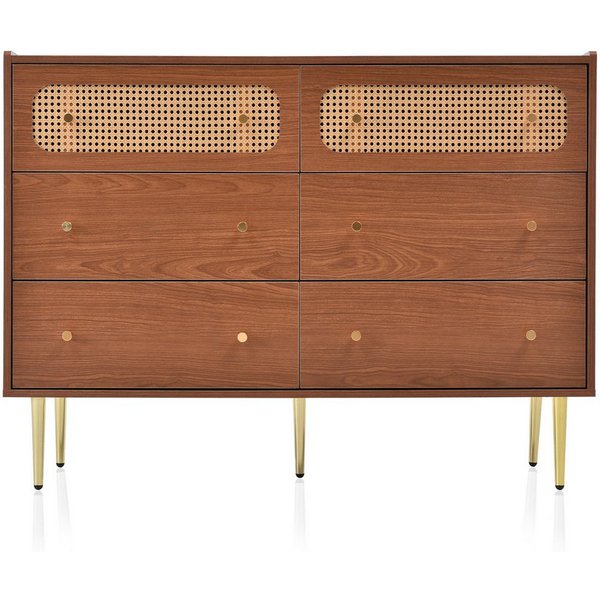 Odikalo Eckkommode Schubladenkommode Kommode Sideboard Highboard Nussbaum-H90/B120/T40 cm