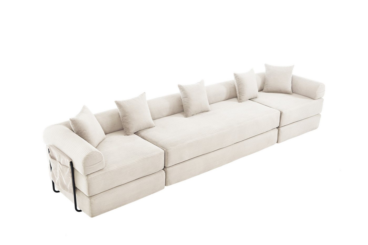 Odikalo Ecksofa 4 Sitzer Modulares Sofa mit Schlaffunktion merhfarbig, Gemütliches Familiensofa mit Stauraum & modularer Funktion – vakuumverpackt für mühelose  – Bild 5 von 5