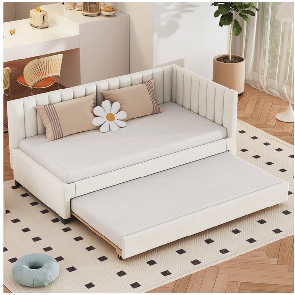 Odikalo Schlafsofa Schlafcouch Ausziehbett 90x200 mit Lattenrost, Polsterbett 90x200, Ausziehbares Schlafsofa, Multifunktionsbett mit Lattenrost, Jugendbetten K