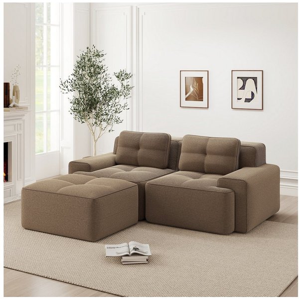 Odikalo Sofa Boneless Modulares Sofa kombinierbar Polstersofa Schlafsofa, Boneless Modulsofa, Modernes L-förmiges Modulsofa für Wohnzimmer mit Tiefem Sitz, bequ