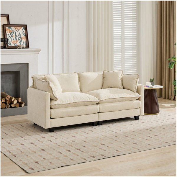 Odikalo Sofa Ecksofa 2-Sitzer 3-Sitzer 4-Sitzer Polstersofa, Chenille, Cloud Sofa, 4-Sitzer (Hocker nicht enthalten), modernes Ecksofa für Wohnzimmer, Schlafzim