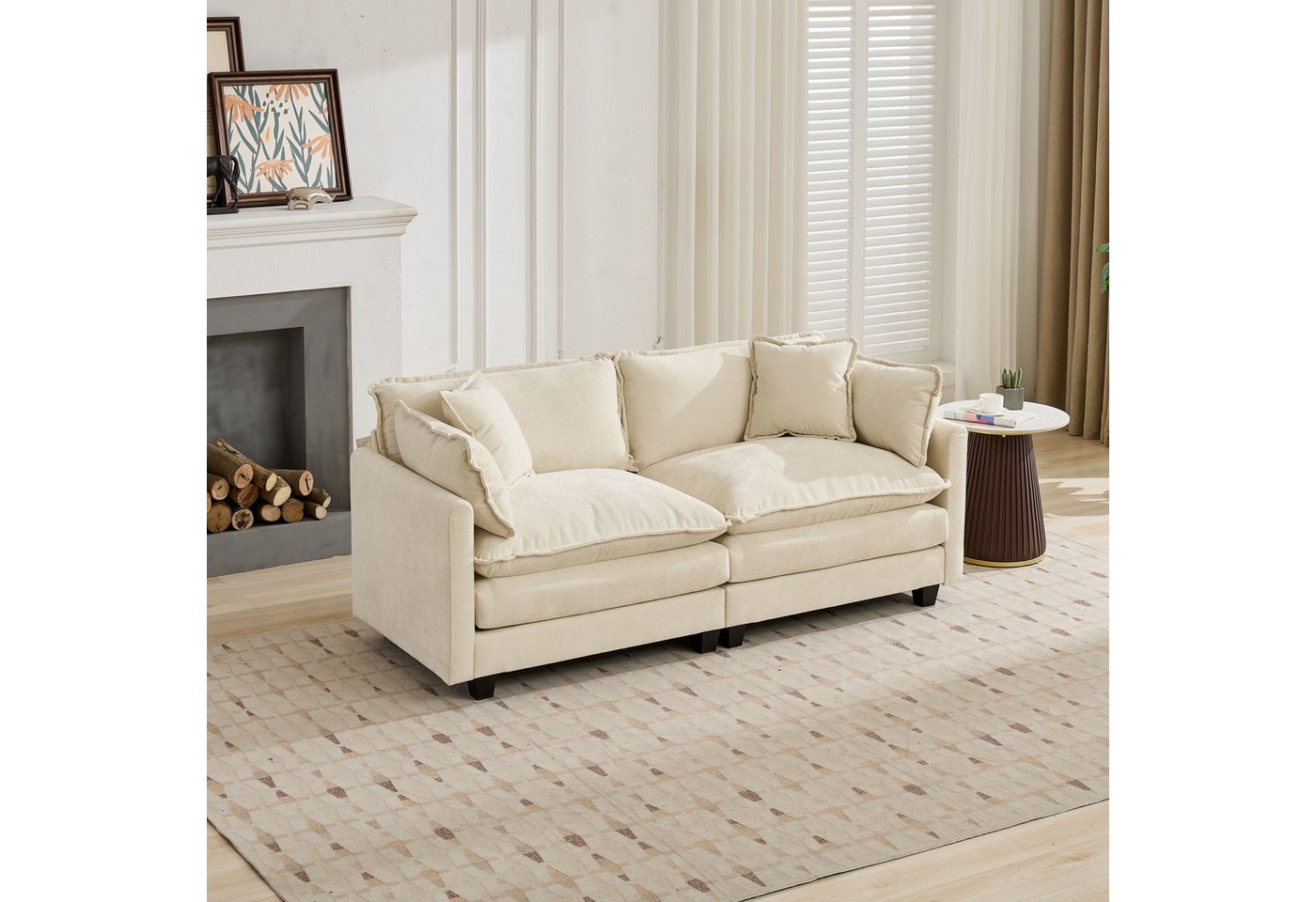Odikalo Sofa Ecksofa 2-Sitzer 3-Sitzer 4-Sitzer Polstersofa, Chenille, Cloud Sofa, 4-Sitzer (Hocker nicht enthalten), modernes Ecksofa für Wohnzimmer, Schlafzim – Bild 2 von 3