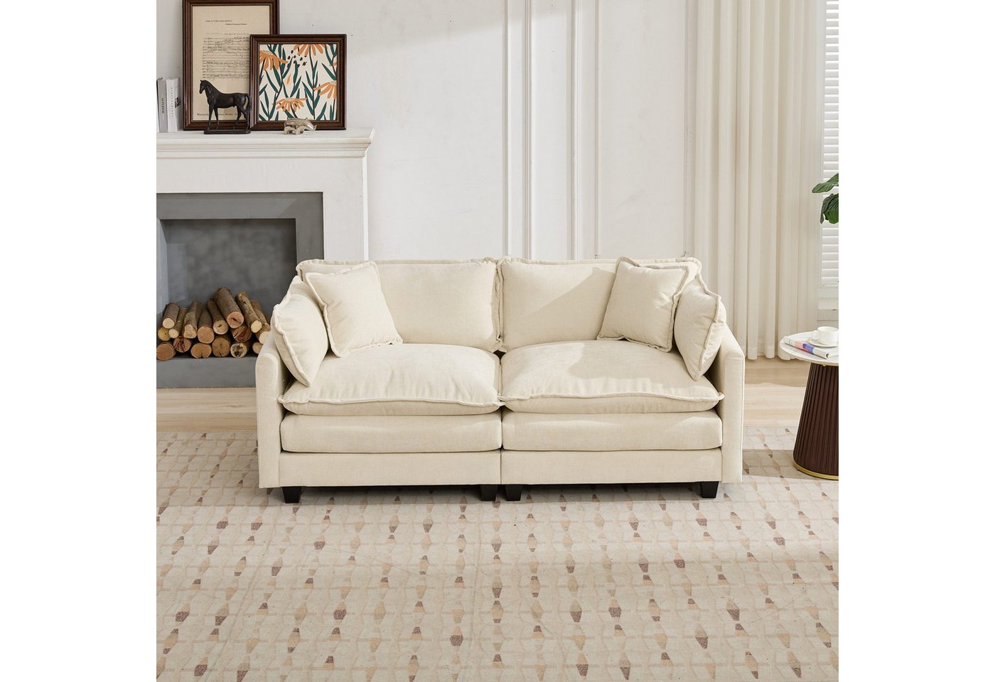 Odikalo Sofa Ecksofa 2-Sitzer 3-Sitzer 4-Sitzer Polstersofa, Chenille, Cloud Sofa, 4-Sitzer (Hocker nicht enthalten), modernes Ecksofa für Wohnzimmer, Schlafzim – Bild 3 von 3
