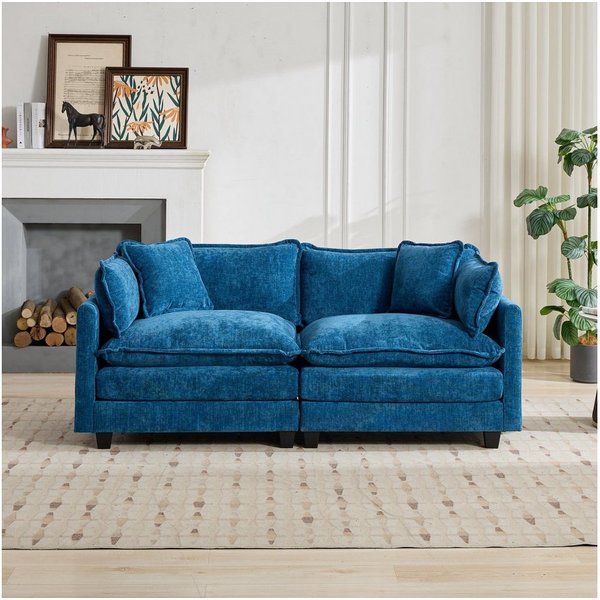 Odikalo Sofa Ecksofa Wolkensofa Chenille-Stoff, Zweisitzer-Sofa Cloud (Armlehnen nicht enthalten), modernes Ecksofa für Wohnzimmer, Schlafzimmer und Wohnung, be