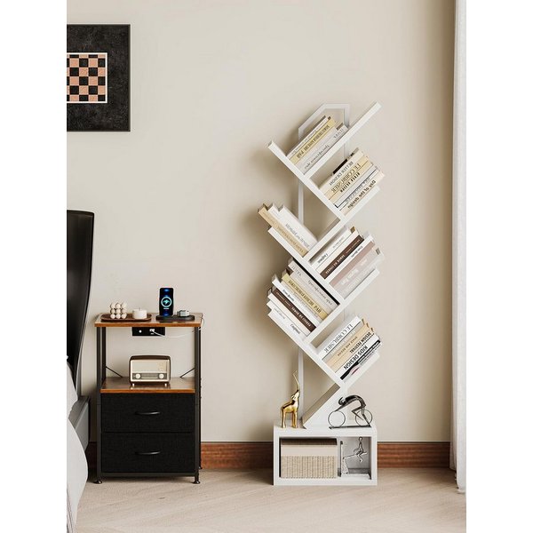 ODK Bücherregal in baumförmiger Optik, 6 offene Regale in Schwarz/Weiß, 1-tlg., Ideal für Wohnzimmer & Schlafzimmer