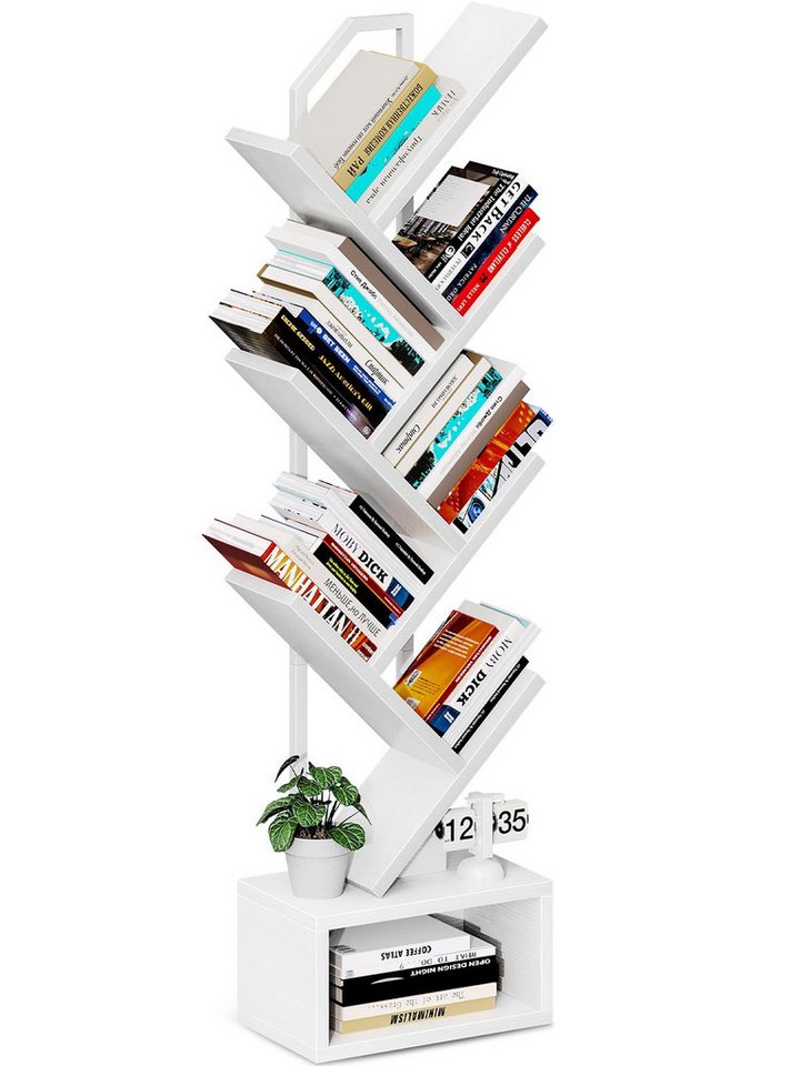 ODK Bücherregal in baumförmiger Optik, 6 offene Regale in Schwarz/Weiß, 1-tlg., Ideal für Wohnzimmer & Schlafzimmer – Bild 3 von 5