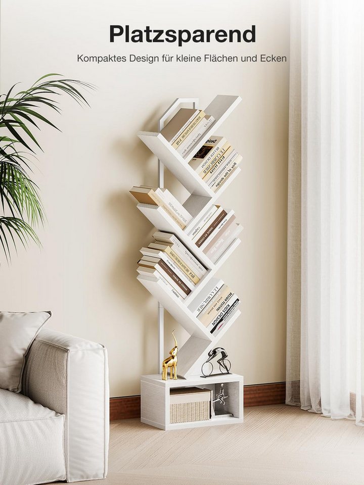 ODK Bücherregal in baumförmiger Optik, 6 offene Regale in Schwarz/Weiß, 1-tlg., Ideal für Wohnzimmer & Schlafzimmer – Bild 4 von 5